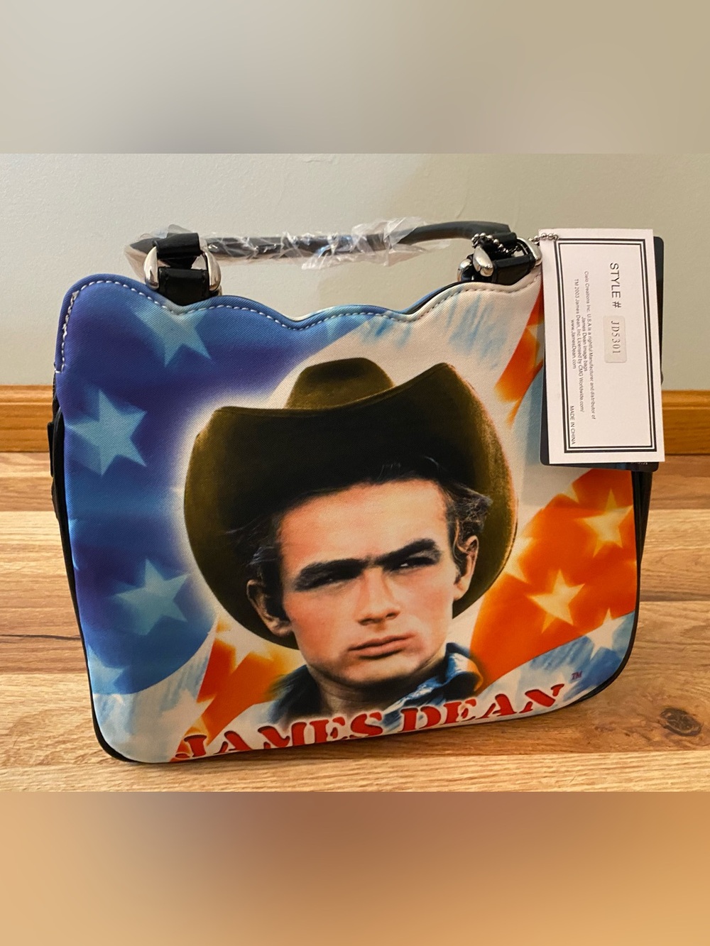 James Dean Cowboy Patriotic American Flag
Handbag Satchel Purse Vintage Style NW